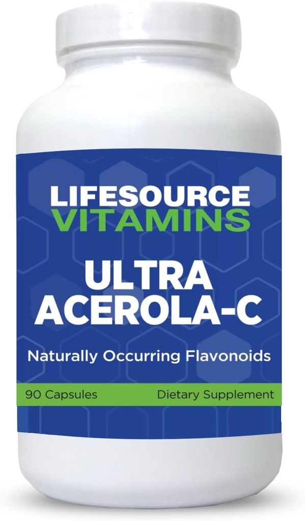 LifeSource Vitamins - Ultra Acerola-C - Acerola Berry Powder 1500 mg - 90 cápsulas - 500 mg de vitamina C por servidumbre