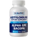 Acetylcholine, Alpha GPC Choline 600mg + Bacopa, Mejor que Cada Solo. Más Acetilcolina confiable (Apoyo Memoria &amp; Aprendizaje) Suplemento, 60 cápsulas