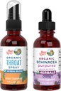 MaryRuth Organics Throat Spray (Unflavored) & Echinacea Purpurea Drops  USDA Organic, Clean Label Project Verified® TEN Vitaminas para Throat Relief, Inmunity ' Global Health TEN Vegan, Non-GMO