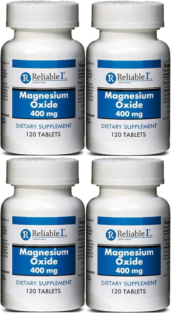 Oxido de magnesio 400 mg Suplemento dietético Tablas MegOx 120 Tablas por paquete de botella de 4