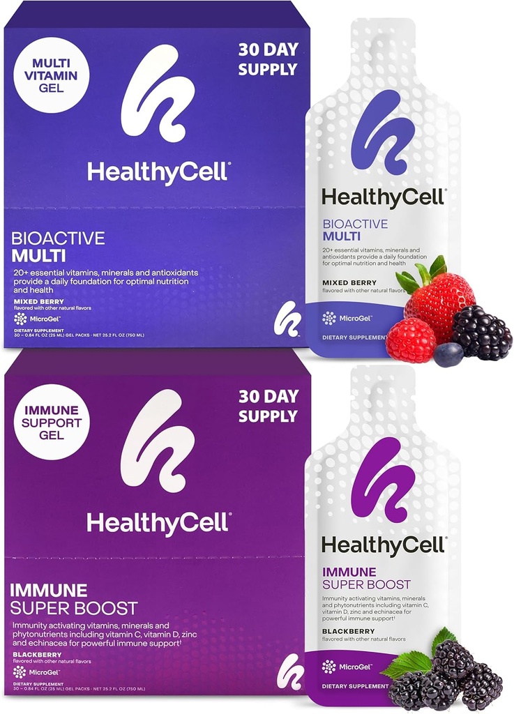 Healthycell Immune Super Boost Suplemento + Bioactive Multivitamin for Women &amp; Hombre Bundle
