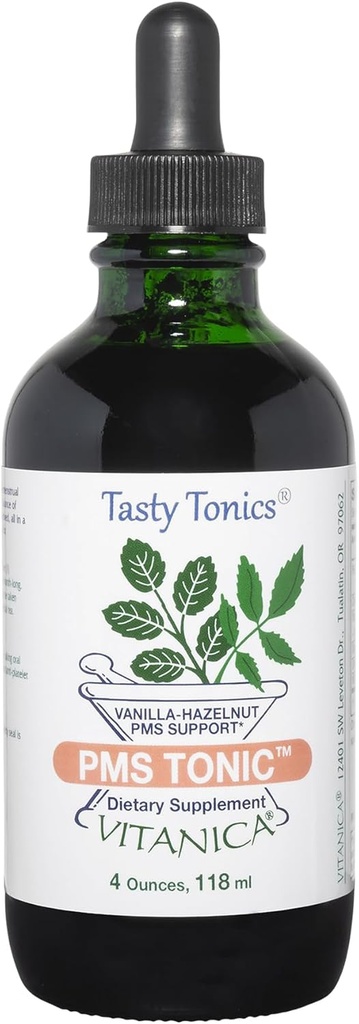 Vitanica PMS Tonic, Premenstrual Support and Relief, Saint Johns Wort, Dong Quai, Chaste Tree Berry, Wild Yam y Más, Vegan, 4 Ounce