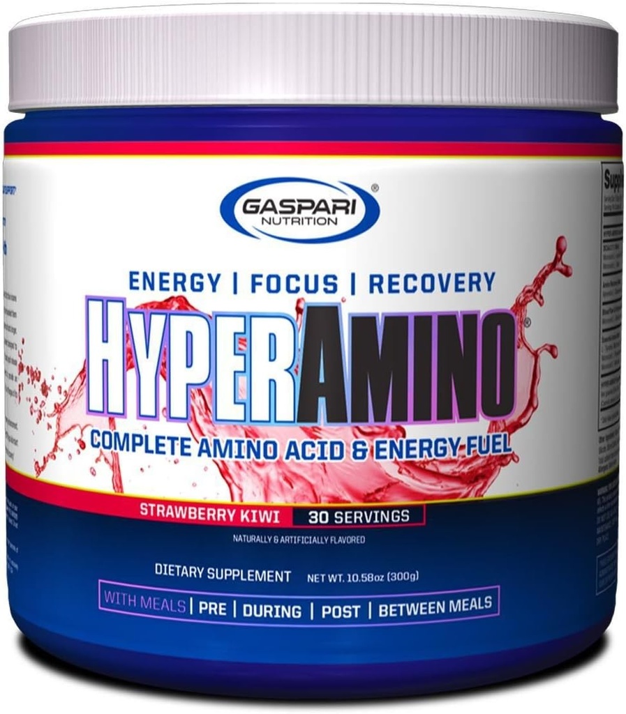 Gaspari Nutrition Hyper Amino, Fresa Kiwi, 30 Conde