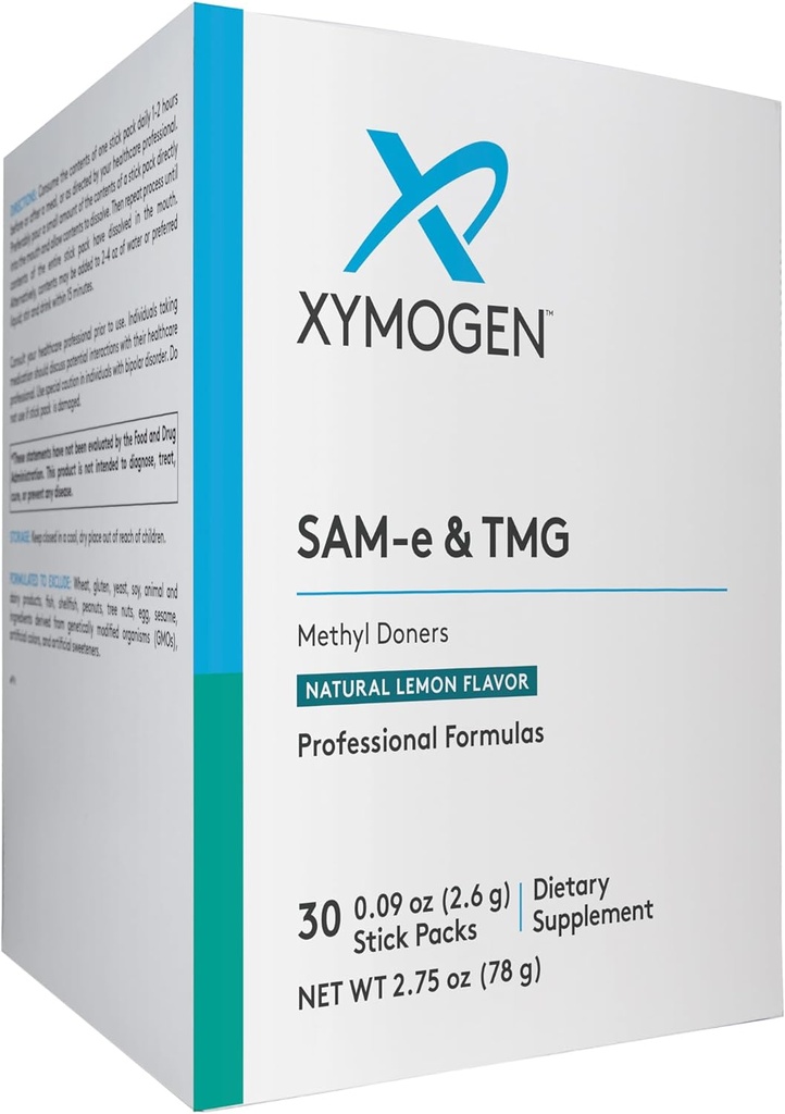 XYMOGEN SAM-e " TMG - Trimetilglicina, SAM-e 400mg y Suplemento de Calcio - Suplemento de Apoyo al Vivo y el Mood - Gluten Free, Vegan " Non GMO (30 Servings)