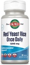 KAL Red Yeast Rice Once Daily 1200mg, Cardiovascular Support* Suplemento con ácidos grasos insaturados, ácidos aminoácidos y fitonutrientes, Vegan, Gluten Free, 30 Servings, 30 Tablets