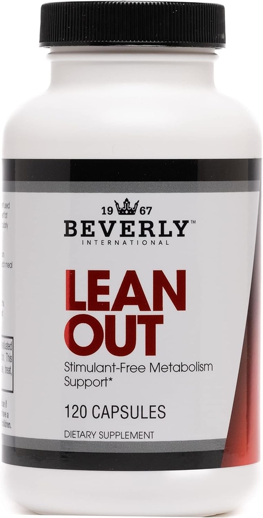 Beverly International Lean Out 120 caps. Quemador de grasa con apoyo metabólico. Lipotropics. Choline, Carnitine, Cromo. Un quemador de grasa sin estimulante. Trae a Leaner. Utilice AM &amp; PM, píldoras de dieta fija.