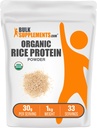 BulkSupplements.com Polvo Proteína de arroz orgánico - Proteína vegetal vegana, sin sabor - Vegan &amp; Gluten gratis, 30g por ser, 1kg (2.2 libras) (Pack of 1)