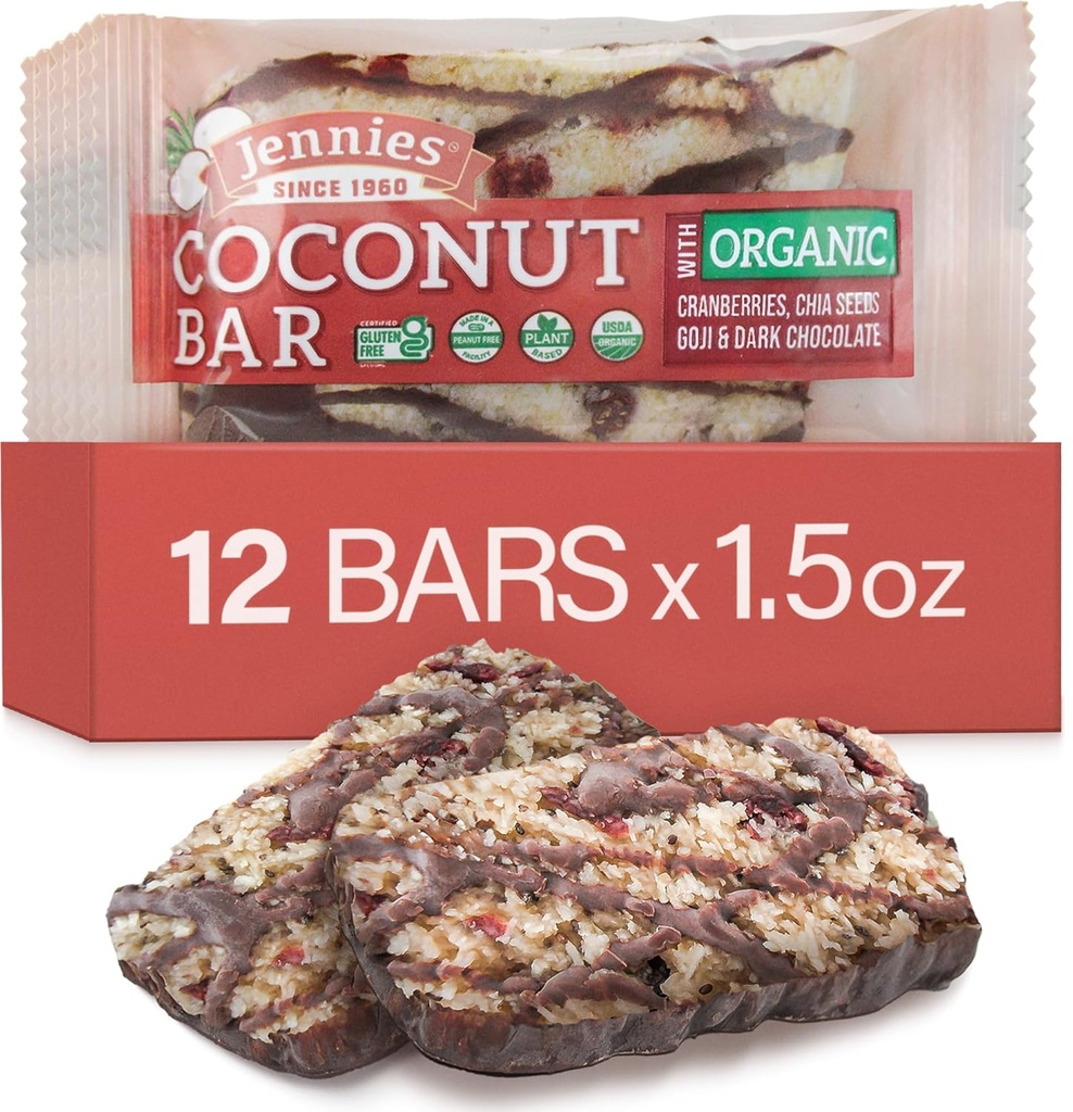 Jennies Raw Orgánica Goji Moji Coconut Bar, 1.5oz (12 Pack)