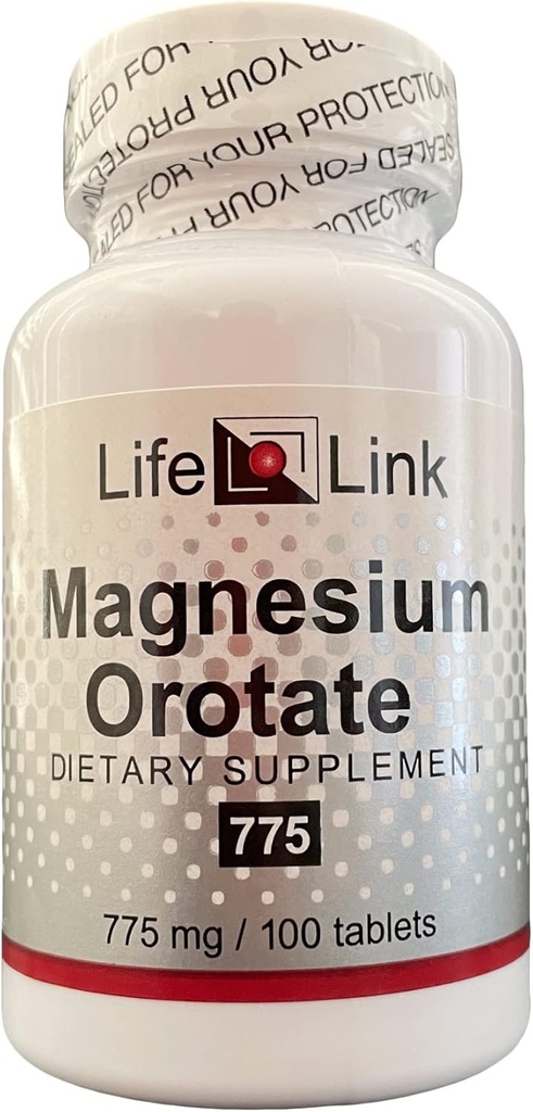 LifeLink's Magnesium Orotate TEN 775 mg x 100 Tablets TENER Cerebro, Hueso, Salud Cardiovascular TEN Gluten Free &amp; Non-GMO TEN Made in The USA