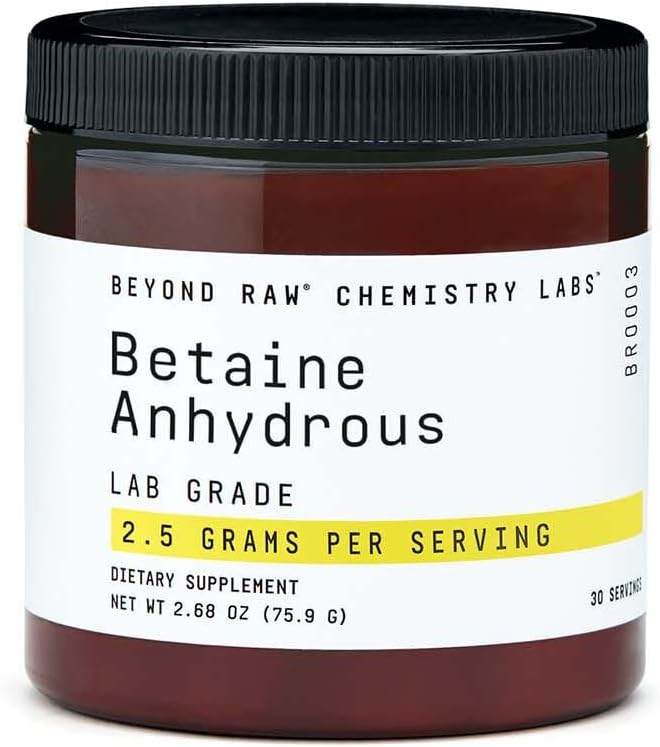 BEYOND RAW Chemistry Labs Betaine Anhydrous Powder  detained Supports Normal Cell Growth, Healthy Cardiovascular System, and Liver Health