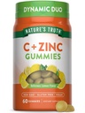 Verdad de la Naturaleza Vitamina C Gummies con Zinc para Adultos 60 cuentan con soporte inmunitario Silencio Vegan, No GMO &amp; Gluten Suplemento gratuito