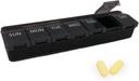 Silicone Weekly Pill Organizer, 7 Day Pill Box Medicine Box Dail Arthritis-Friendly, Large Medicine Case Compact Travel Pill Container for Pill,Vitamin & Fish Oil (Black)