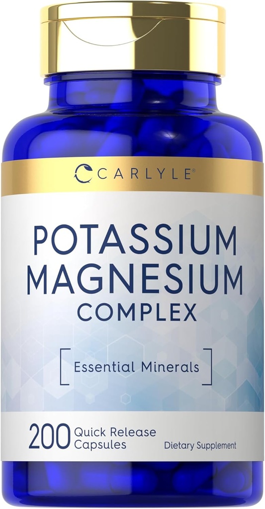 Carlyle Potassium Magnesium Suplemento Silencio 200 Conde ← No GMO & Gluten Complejo Libre