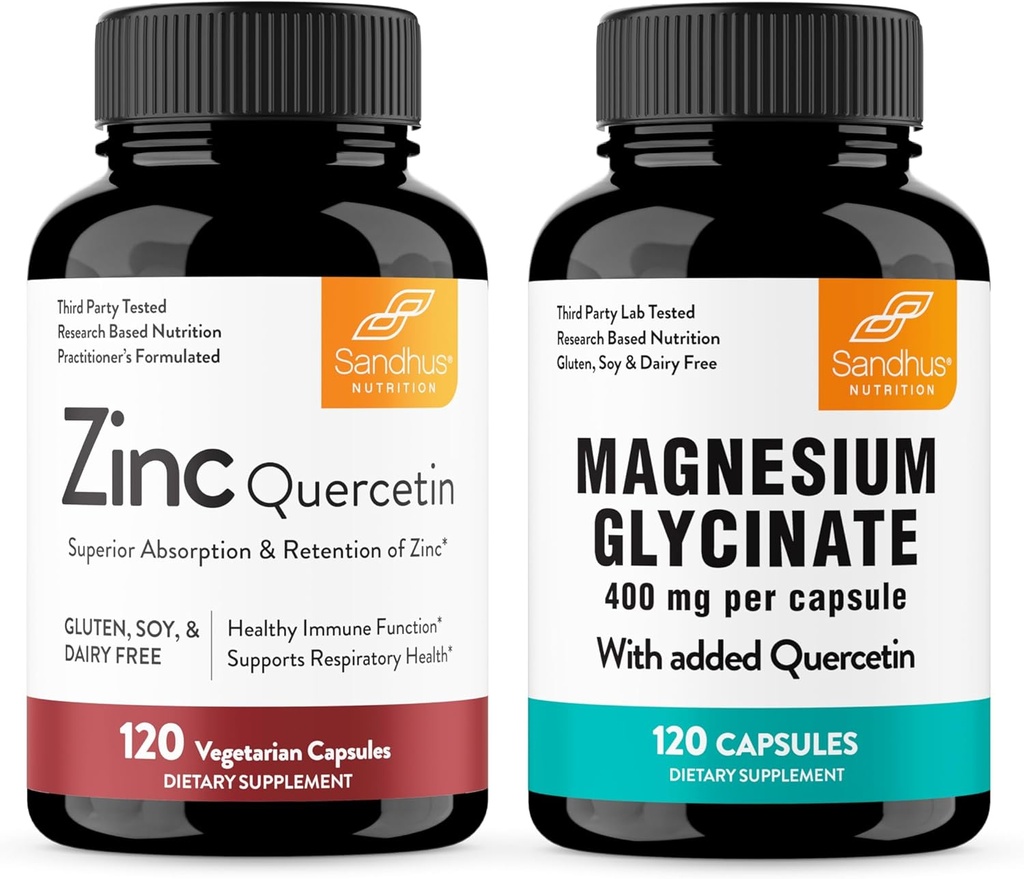 Sandhu's Zinc Quercetin &amp; Magnesium Glycinate Complex with Quercetin Capsules  durable Supports Immune, Muscle Health & Quality Sleep