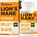 50X Strength Potency Brain Supplements for Memory and Focus - 1400mg Lions Mane Supplement Capsules ← Natural Nootropics Brain Supplement for Cognitive, Clarity, Concentration & Energy - 60 Capsules