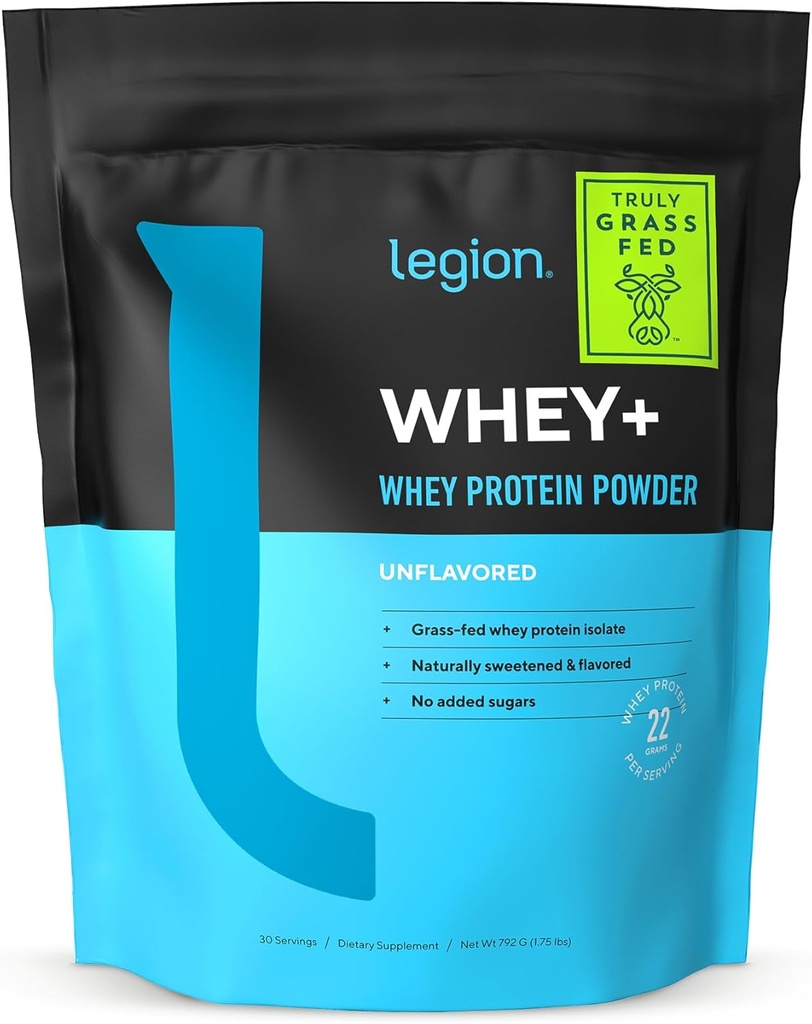 LEGION Whey+ Protein Whey Isolate from Grass Fed Cows - Whey Protein Isolate Powder Low Calorie, Non-GMO, Sugar Free, Lactose and Gluten Free, All Natural Protein Powder for Men &amp; Women, 30 Servings...