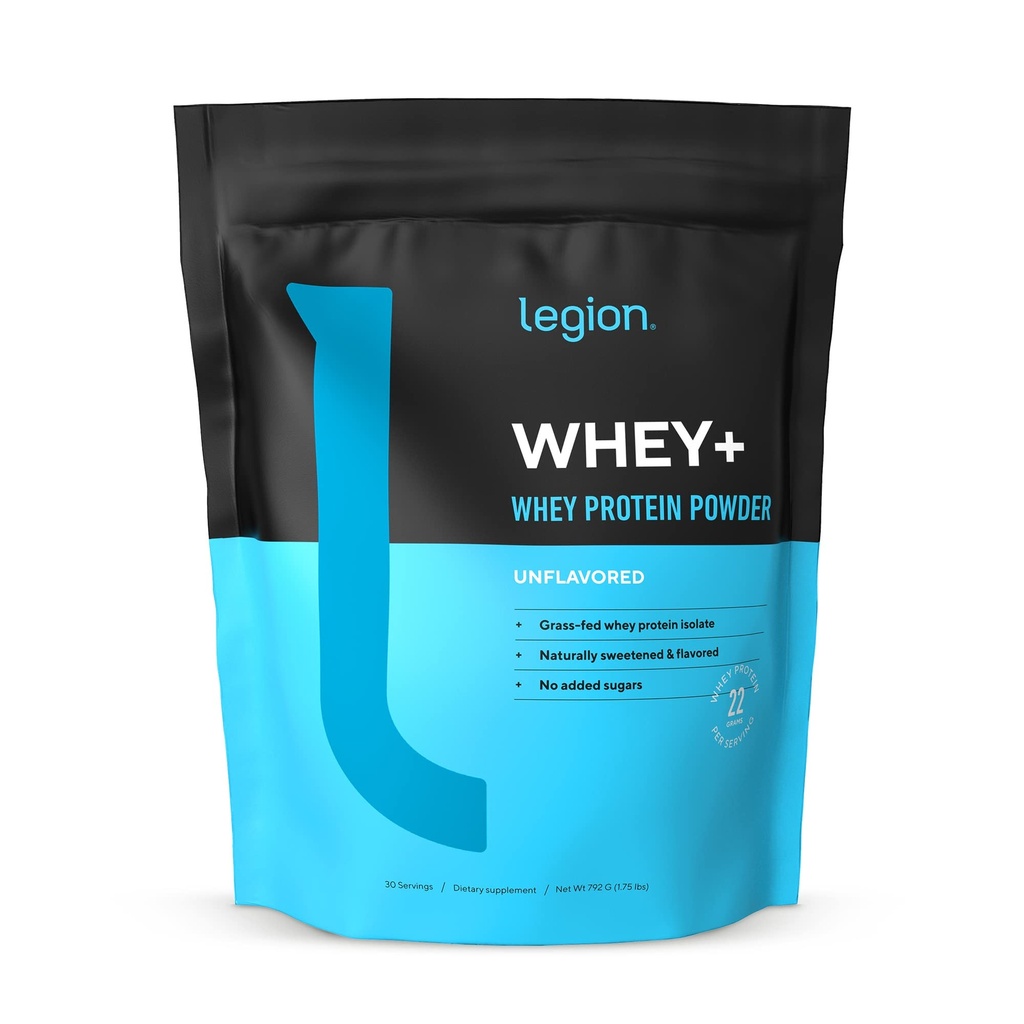 LEGION Whey+ Protein Whey Isolate from Grass Fed Cows - Whey Protein Isolate Powder Low Calorie, Non-GMO, Sugar Free, Lactose and Gluten Free, All Natural Protein Powder for Men &amp; Women, 30 Servings...
