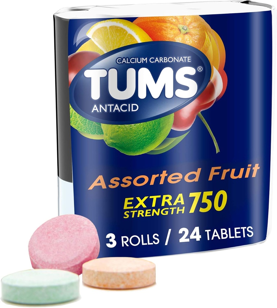 Advil Liqui-Gels minis 200mg Ibuprofen Pain Reliever Capsules y TUMS Fruit Antacid Chewable Tablets Heartburn Relief
