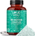 Love You 18 Complejo Enzyme – Enzimas Digestivas Basadas en Plantas para Mujeres &amp; Hombres Silenciosos Nutrientes Absorción " Confort Digestivo TEN 60 cápsulas Vegan Made in USA