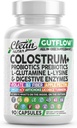 Nutracéuticos limpios Suplemento Colostrum Capsules Probióticos Píldoras Prebióticos, L-Glutamina, Enzimas Digestivos, Folato, Fibra, ACV, Turmérica, Pectina de Apple y Píldoras Turméricas
