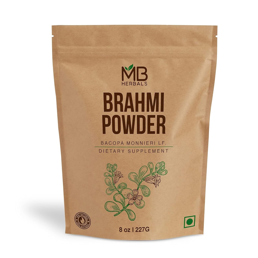 MB Herbals Pure Brahmi Powder 8 oz ← 227g 0,5 lb ← Bacopa Powder