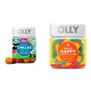 OLLY Kids Chillax, Magnesium Gummies Plus L-Theanine, Lemon Balm &amp; Hello Happy Gummy Worms, Mood Balance Support, Vitamina D, Saffron, Adult Chewable Suplemento, Tropical Zing - 60 Condes