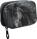 Fustylead Hermoso Caballo Negro con largo Mane Pill Organizer Caso con cremallera 2 veces Un día para la vitamina y suplemento, 7 días de organización de viajes Caso de medicina