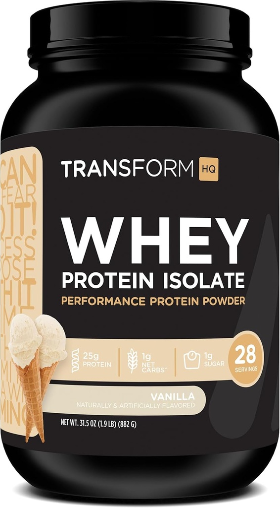 TransformHQ Whey Protein Isolate 28 Servings (Vanilla) - Realizar - Gluten Free, Non-GMO