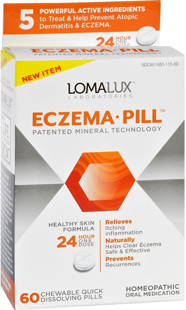 Loma Lux Laboratories Acne Eczema - Chewable - Quick Dissolving - 60 Count - Gluten Free - Yeast Free-Wheat Free-
