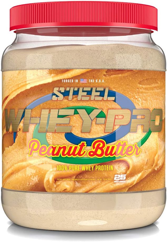 Suplementos de acero Whey-Pro tención 100% Pure Whey Protein Powder para Hombres y Mujeres Silencio Peanut Butter ← Muscle Gain " Lean Muscle Recovery TEN Gluten Free TEN 1.51 lbs ANTE BCAA 5g Silencio No-GMO Silencio 25 Servimientos