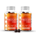 Vitamatic 2 Packs Sugar Free Pumpkin Seed Gummies- 3000 mg Equivalente Per Serving (de 20:1 y 10:1 Extracto 200 mg) - Hecho con Saw Palmetto - Natural Raspberry Flavor - 60 Condes