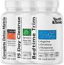 Youth & Tonic Amino Acids Bedtime Trim 15 Day Colon Cleanser & ACV Detox | for Detox Cleanse Metabolism & Lean Muscles | 90 Pills