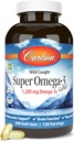 Carlson - Super Omega-3 Gems, 1200 mg Omega-3 ácidos grasos con EPA y DHA, suplemento de aceite de pescado noruego de caza silvestre, cápsulas sostenibles 300 Softgels