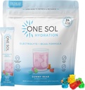One Sol BCAA &amp; Electrolyte Powder for Hydration & Energy, All-Natural Formula, 100% Vegan, Non-GMO, Gluten Free &amp; Soy-Free, Promotes Muscle Growth & Recovery, Gummy Bear Flavor