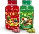 Suplementos de frutas y verduras, 90 cápsulas de frutas y 90 cápsulas de verduras, suplemento alimenticio completo con frutas y verduras para mujeres, hombres y niños sometidos Conjunto de 1