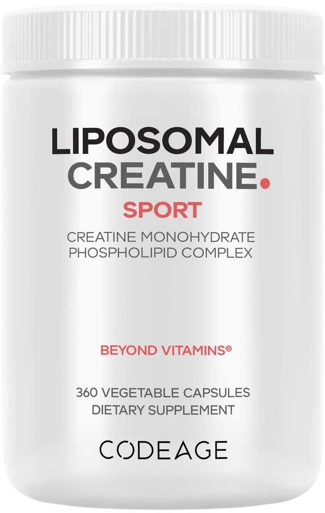 Codeage Liposomal Creatine Monohydrate Suplemento, Pure Creatine 2500mg - 3 Months Supply, Micronized, Creatinine Muscles Sports Nutrition and Athletes, Non-GMO - 360 Capsules