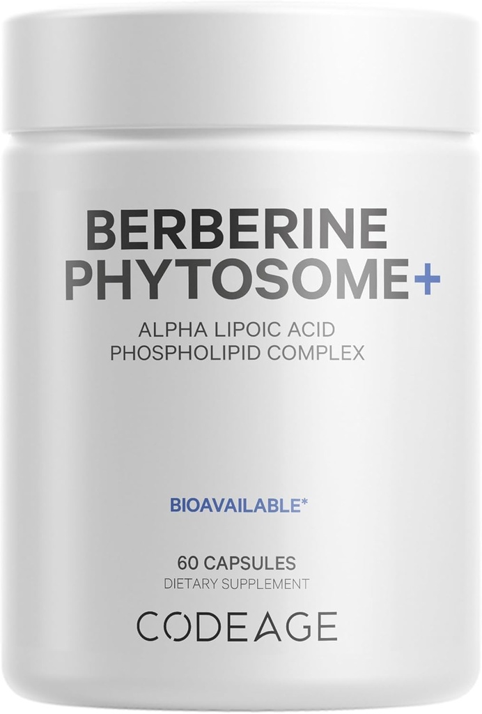 Codeage Berberine Phytosome Supplement - Berberine HCL, Alpha Lipoic Acid, Phospholipid Complex - 2-Month Supply - Berberine HCL - Berberine Hydrochloride - Gluten-Free, Non-GMO - 60 cápsulas