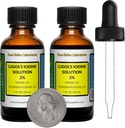 Iodo de Lugol / 2% Solución / 2 Oz en dos botellas de vidrio ámbar / gotas libres / EE.UU.