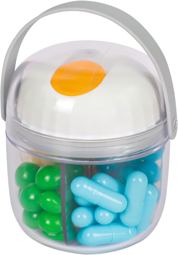 4 Compartimientos Suplemento Organizador Dispensador de Píldora de Viaje Organizador Semanal de Píldoras para Vitaminas, Aceite de Pesca,Tablas