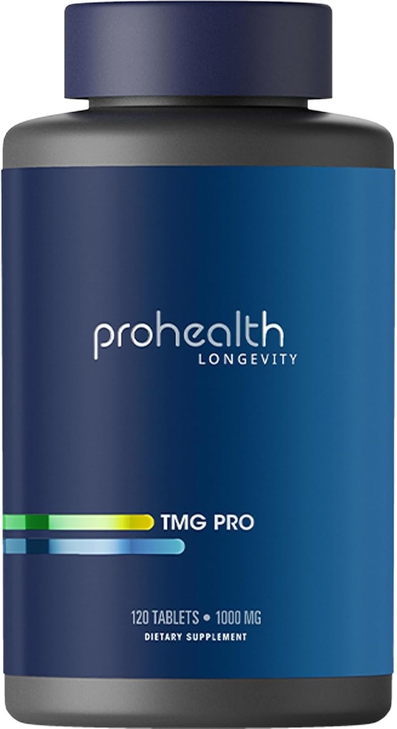 ProHealth Longevity tención TMG Suplementos (Trimethylglycine), Betaine Anhydrous - 1,000 mg, 120 Tablets - Apoyo a la Metilación (120 Cuenta (Pack of 1))