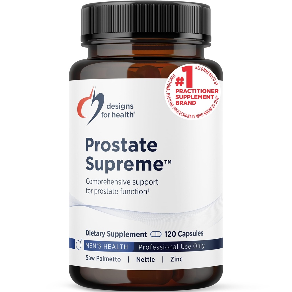 Designs for Health Saw Palmetto Prostate Supplement for Men - Prostate Supreme with Saw Palmetto, DIM, Vitamins, Nettle, Zinc + Chrysin - Non-GMO, Soy Free (120 Capsules)
