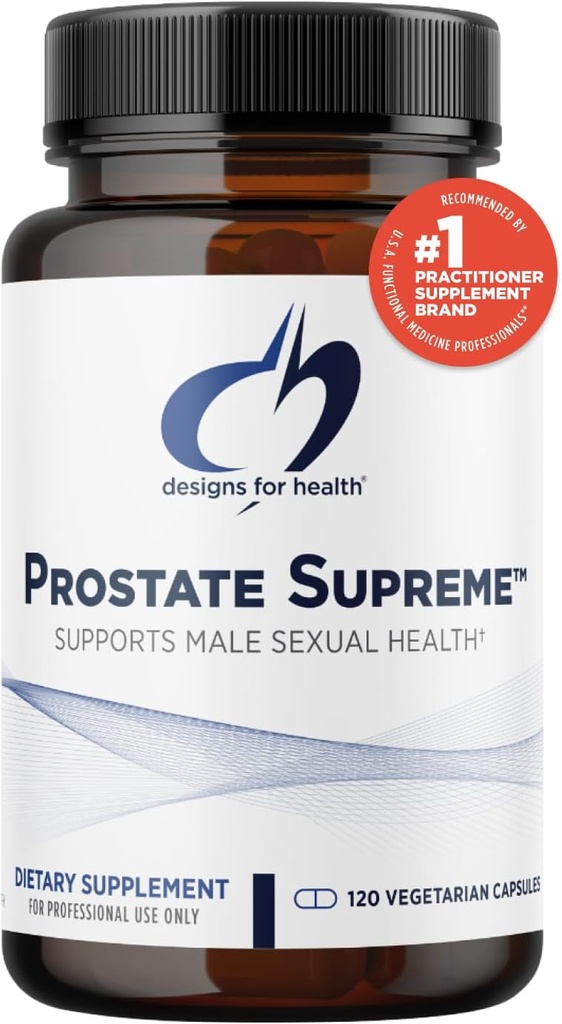 Diseños para Salud Saw Palmetto Prostate Suplemento para Hombres - Prostate Supreme con Saw Palmetto, DIM, Vitaminas, Nettle, Zinc + Chrysin - Non-GMO, Soy Gratis (120 cápsulas)