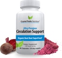 Extracto puro de polvo de remolacha orgánica - Circulación de sangre, promueve las arterias y las venas, aumenta la producción de óxido nítrico. 1300mg, 60 cápsulas de verduras