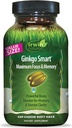 Irwin Naturals Ginkgo Smart Powerful Nootropic Brain Booster - Supports Maximum Memory, Focus & Mental Clarity with DMAE, Clubmoss, Choline & Acetyl L-Carnitine - 120 Liquid Softgels