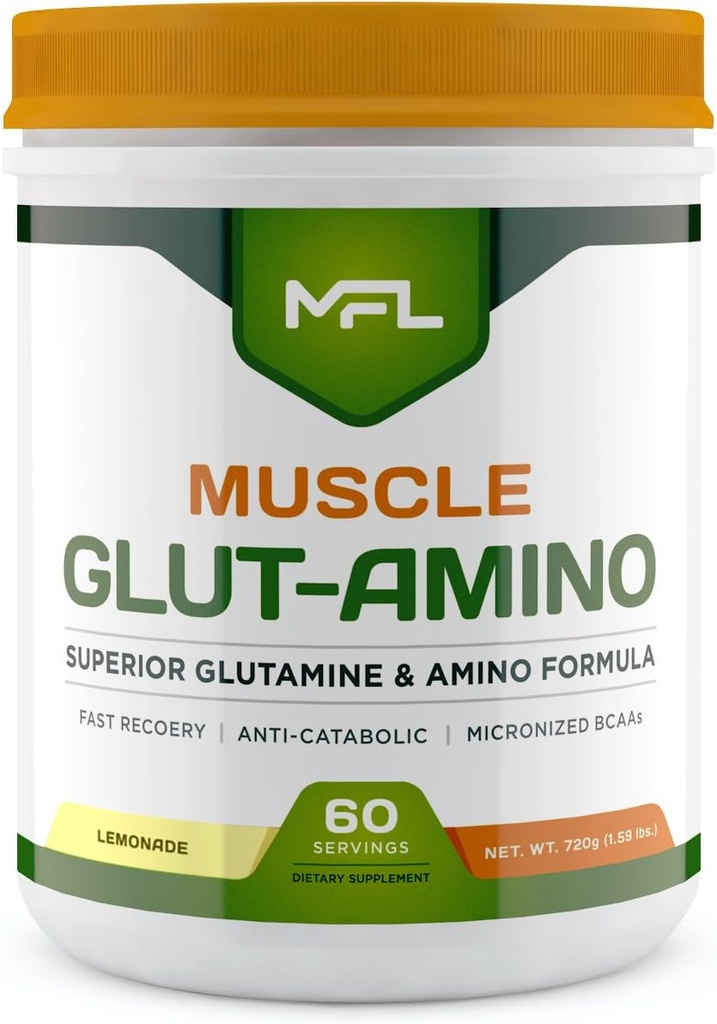 MFL Muscle Glut-Amino TENIDO Complejo Glutamine TENIDO Complejo Amino TENIDO 0 Azúcar TENIDO Endulzado con Stevia TENIDO All-Natural ANTE 60 Servings (Lemonade)