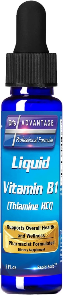 Dr's Advantage Liquid Vitamin B1 Dropper 2oz - Thiamine B1 Supplement for Energy Support - Essential B1 Vitamins - Promotes Metabolism and Nervous System Health
