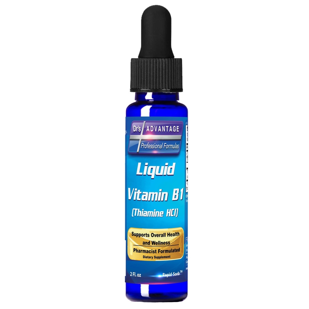 Dr's Advantage Liquid Vitamin B1 Dropper 2oz - Thiamine B1 Supplement for Energy Support - Essential B1 Vitamins - Promotes Metabolism and Nervous System Health