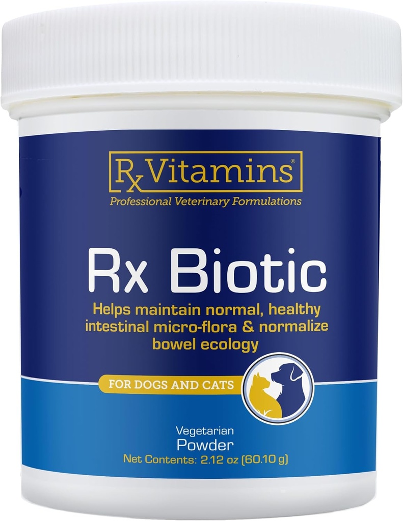 Rx Vitaminas Rx Biotic - Polvo Probiótico para Perros y Gatos - Cat Digestive Support " Probiótico para Perros Gut Health - Probióticos para la Salud Digestiva - 2.12oz