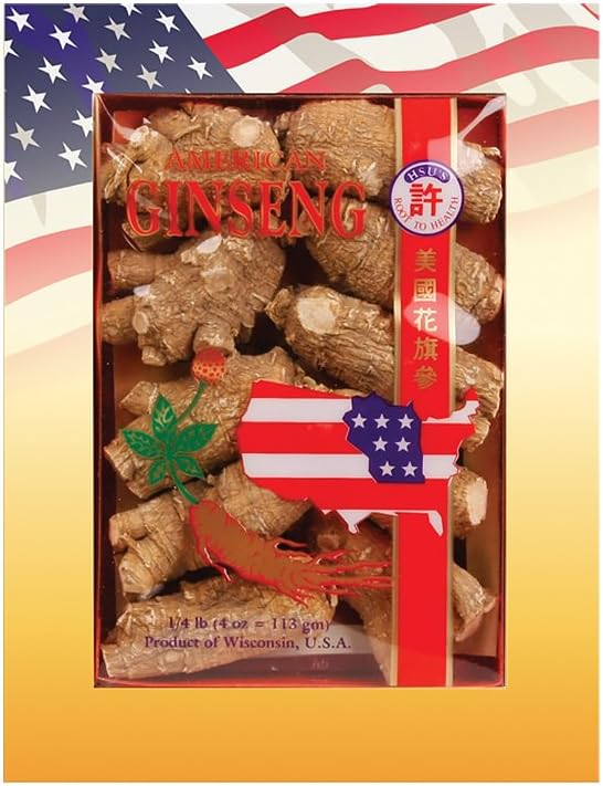 Hsu's SKU 110-4 ← Short Extra Large tención Cultivated Wisconsin American Ginseng Direct de Ginseng Gardens Silencio |旗参Alternativa Silencio 4oz Box, 西ه, B005HSX9VM