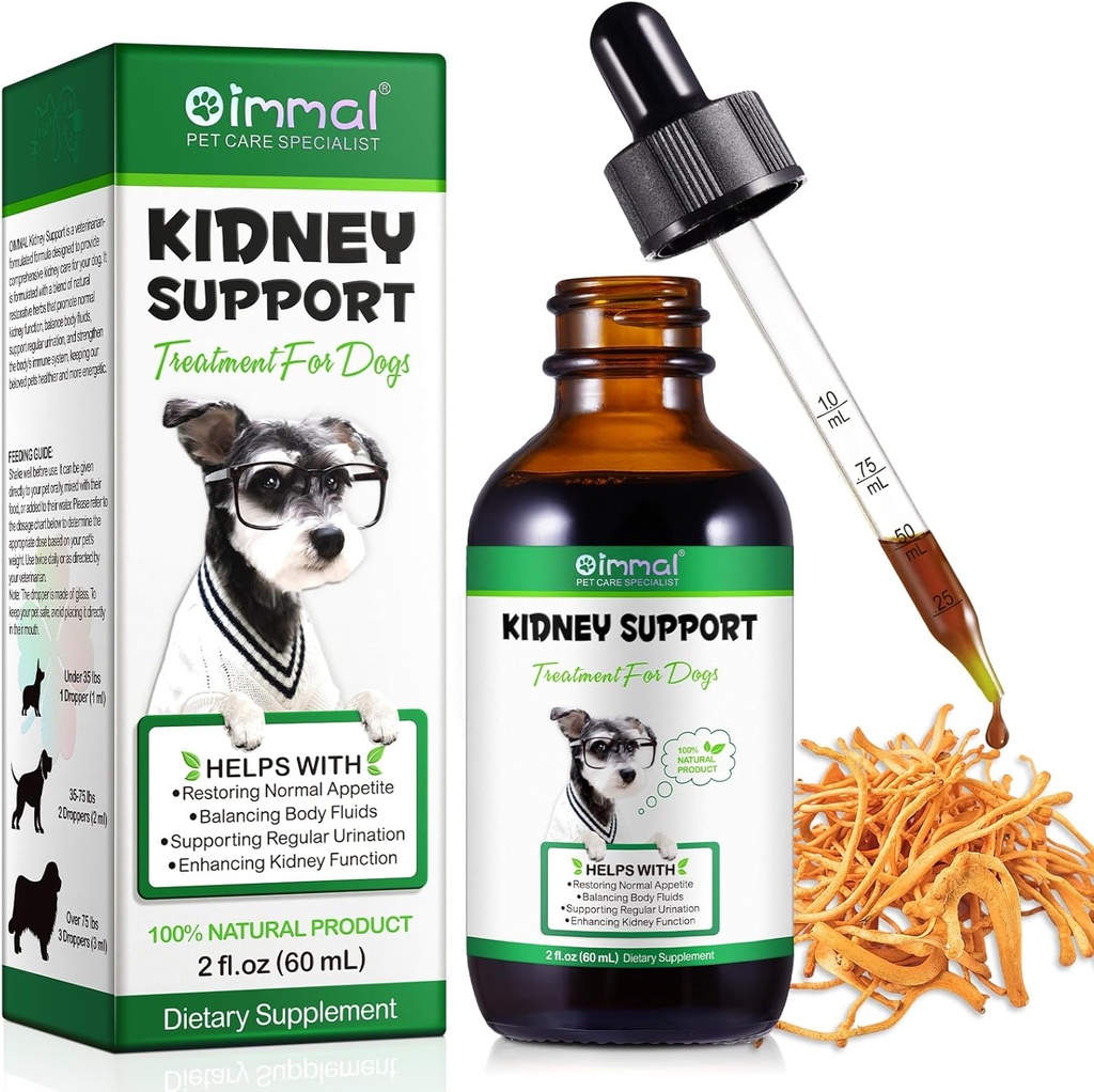 Apoyo al riñón para perros,60ML,Kidney Support Suplemento Treats,Supports Immune &amp; Urinary &amp; Kidney Health Function & regular Urination,100% Natural Herbal Supplement